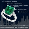 thumbnail image 2 of Gem Stone King 925 Sterling Silver Green Simulated Emerald Engagement Ring for Women (5.66 Cttw, Emerald Cut 12X10MM, Available in Size 5, 6, 7, 8, 9), 2 of 6