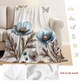 thumbnail image 5 of Teal Tulip Throw Blanket for Couch,Soft Lightweight Flannel Fleece Blanket,Vintage Spring Floral Summer Botanical Brown Microfiber Plush All Season Decorative Blankets for Sofa Bed Office 40"x60", 5 of 9