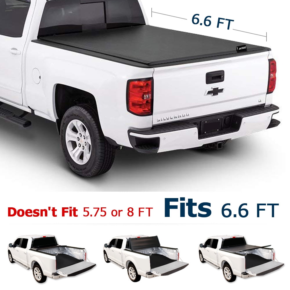 8 Box Fit for Ford F150 GMC Silverado/Sierra Ram Reflective Strip Waterproof Heavy Duty 600D Oxford Fabric Pickup Truck Bed Cover with Bungee Cords Softclub Truck Bed Tarp Cover for Long Bed