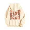 thumbnail image 4 of Womens Long Sleeve Tops Fall Loose Fit Hooded Long-sleeved Kimono One Shoulder Drawstring Graphic Leisure Cotton Sweatshirts Hoodies(Beige,M), 4 of 5
