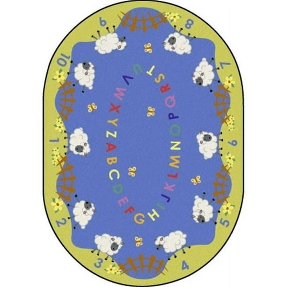 Kid Essentials Lamby Pie Infants & Toddlers Oval Rugs  Multi Color - 7 ft. 8 in. x 10 ft. 9 in.