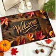 thumbnail image 3 of CYBIBO Fall Floor Mats, Maple Leaves Decorative Front Door Mats with Welcome Print, Bedroom Bathroom Kitchen Crafting Wood Floor Patterns Rugs, 23.6x15.8 Inches, 3 of 6
