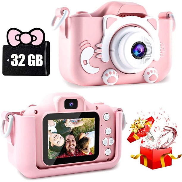 Camera Toys Niños/niñas mayores, cámara digital para niños pequeños con vídeo, cámara selfie para niños, tarjeta TF de 32 GB