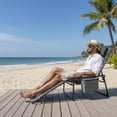 thumbnail image 4 of 5-Position Adjustable Patio Chaise Lounge Chair, Folding Sun Tanning Lounger with Removable Pillow, Side Pocket and Carry Handle for Beach Pool Patio Camping, 4 of 8