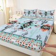 thumbnail image 3 of Homewish Blue Boho Aztec Full Size Sheets for Women, Tribal Abstract Ombre Bed Sheets, Hippie Cactus Plant Sheet Sets, Breathable Home Decor, 4-Piece, 3 of 7