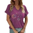 thumbnail image 2 of Wangmeiwg Women's Casual Fashion Printed V Neck Short Sleeved T Shirt Top Extra Large Women, 2 of 4