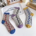 thumbnail image 3 of Zhengup 5 Pairs Vintage Floral Socks Y2K Lolita Ethnic Jacquard Crew Cotton Socks Fairy Grunge Alt Emo Dress Socks, 3 of 7
