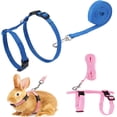 thumbnail image 1 of Azul + Rosa - Juego de 2 arneses para conejos, arnés para gatitos, arnés tipo chaleco ajustable para gatos, correa para perros pequeños, arnés de seguridad para cachorros y otras mascotas pequeñas., 1 of 5