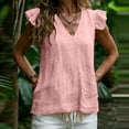 thumbnail image 6 of Ailaofu Women's V Neck Ruffled Sleeve Cotton Linen Vest, Solid Color Casual Summer Top, Lightweight Breathable Shirt, 6 of 8