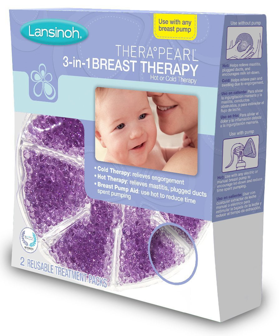 Lansinoh TheraPearl Gel 3-in 1 Hot & Cold Breast Therapy, BPA Free, 2ct
