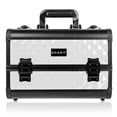 thumbnail image 2 of SHANY Premier Fantasy Professional Makeup Train Case Cosmetic Box Portable Makeup Case Organizer Jewelry storage with Locks , 3 Trays , Makeup Brush Holder and Cosmetics Mirror - Pure White, 2 of 5