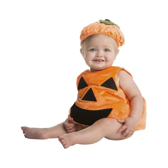 Infant Boys Orange Jack-O-Lantern Pumpkin  Halloween Costume Jumpsuit 6-12M