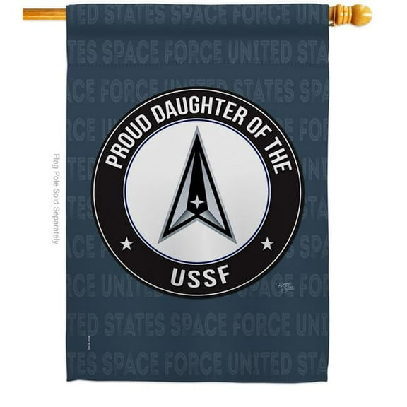 Breeze Decor H108531-BO Proud Daughter USSF House Flag Armed Forces Space Force 28 x 40 in. Double-Sided Decorative Vertical Flags for Decoration Banner Garden Yard Gift