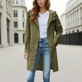 thumbnail image 4 of Women Rain Jacket Lightweight Waterproof Raincoat Lined Outdoor Hooded Windbreaker Trench Coat Green L, 4 of 7