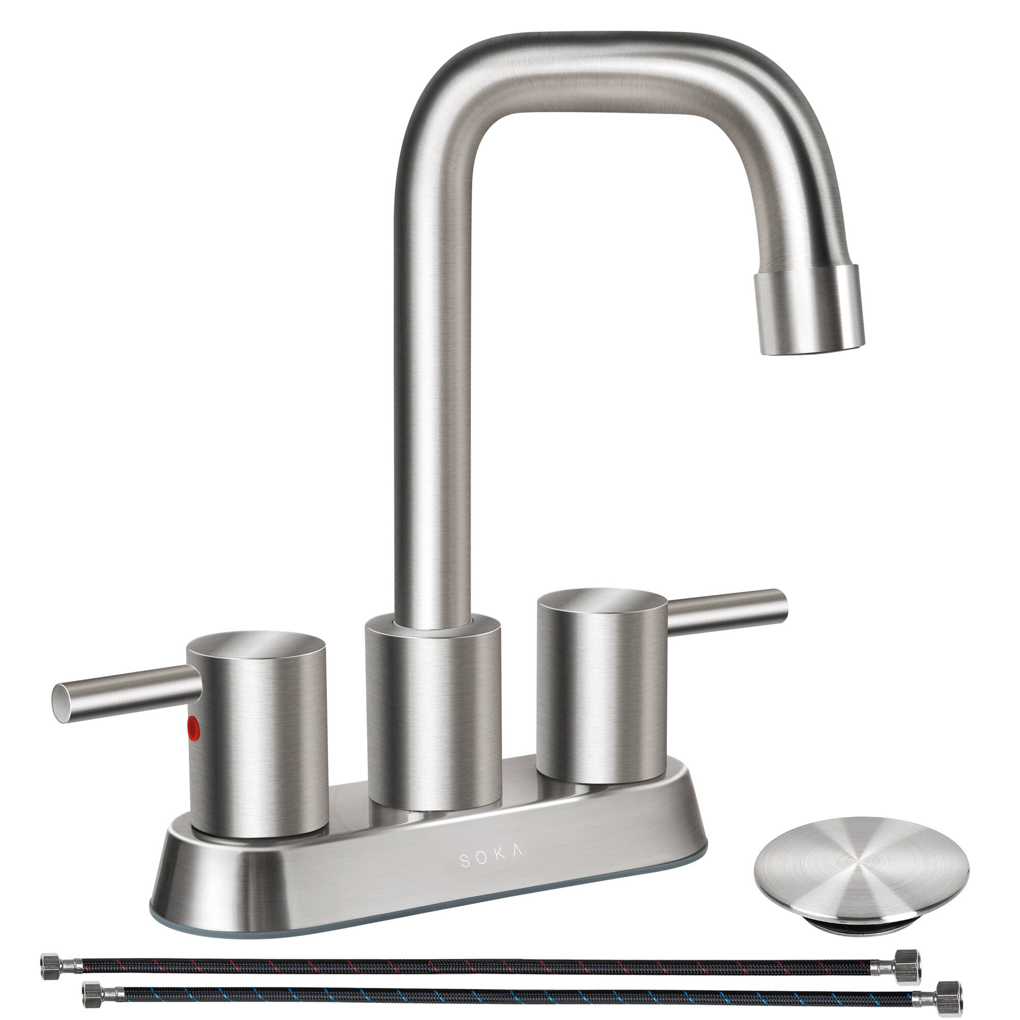 SOKA Centerset Bathroom Faucet 2 Handles 4 Inch Commercial Hand Sink Touch Faucets 3 Hole