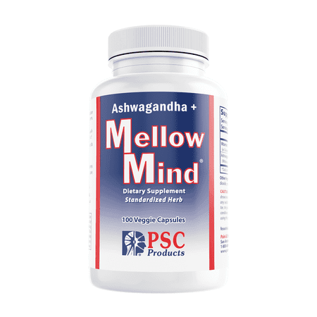 Ashwagandha + Mellow Mind® Stress & Mood Support Supplement with Vitamin C, 100 Capsules