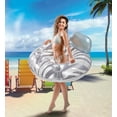 thumbnail image 6 of POZA Silver Inflatable Luxury Tube with Back Rest - Big Luxurious Lounger Pool Float Tube Filled with Sparkle Confetti, Built in Phone Holder, Cup Holders, and Handles, Premium Thick Ring - 42 Inches, 6 of 8
