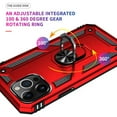 thumbnail image 3 of Hybrid Dual Layer iPhone 15 Plus Case (Red) Magnetic Ring Kickstand Holder Shockproof Cover, 3 of 5