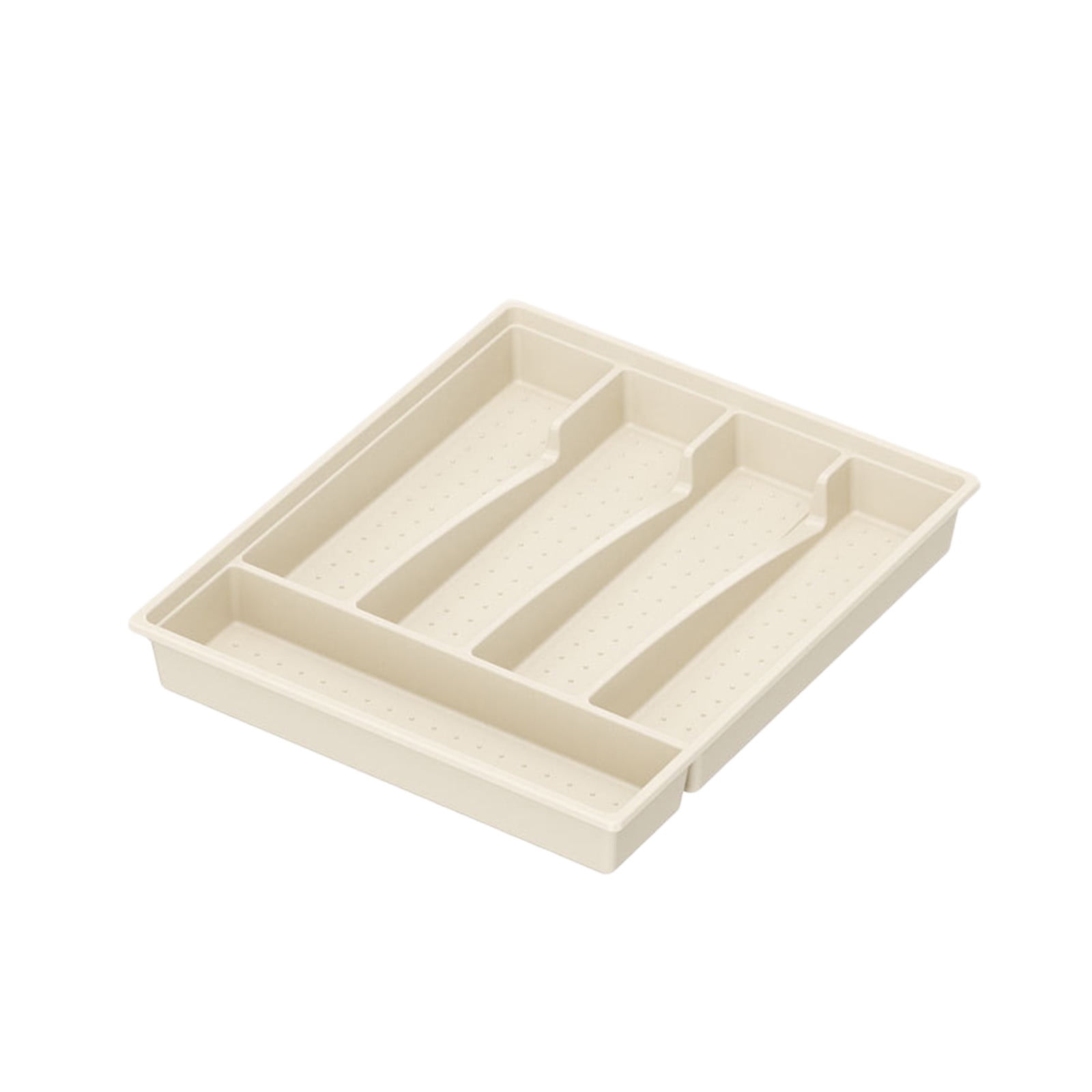 Weloille Silverware Drawer Organizer, Expandable Utensil Tray for Kitchen, Flatware and Cutlery Holder, Adjustable Plastic Storage for Spoons Forks Knives, Large, Beige