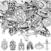1 Box 72Pcs 6 Styles Biblical Charms Alloy Cross Charm Bulk Easter Metal Tibetan Shield Caps Armor Helmet Charm for Jewelry Making Charms Bracelets Necklace Earring DIY Crafts Supplies