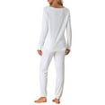 thumbnail image 3 of INSPIRE CHIC Women's Lounge Set Sweatshirt with Jogger Long Sleeve Round Neck Knit Pajama Tracksuit L White, 3 of 5
