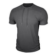 thumbnail image 3 of Mens Casual Manga Corta Botón Abajo Camisas Cuello Redondo Sólida Camisa de Parche para Al Aire Libre, Casual, Uso Diario, 3 of 7