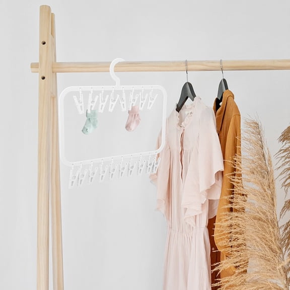 HEMOTON Clothes Hanger with 18-Clip Clothes Drying Racks Windproof for Drying Socks Clothes Hanger