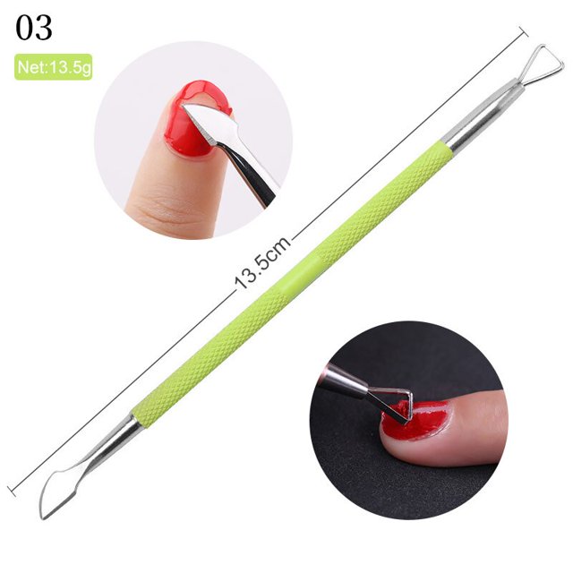 1 Uds. Empujador de cutículas de uñas, oro rosa, doble extremo, acero inoxidable, removedor de piel muerta, herramienta antideslizante para quitar cutículas zhangmengya LED