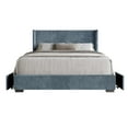 thumbnail image 3 of Home Design Rochester Full Upholstered Storage Platform Bed Frame with Wingback Headboard and Four Under-Drawers, Blue, Easy Assembly, 3 of 5