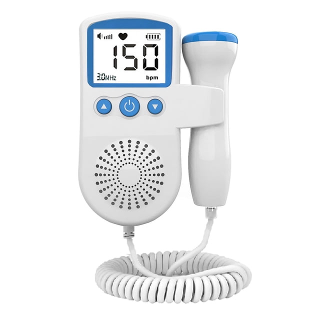 Bleu Accueil Doppler ftal, monitor cardíaco de bolsillo para bb Doppler de battement de coeur para la grossesse y prueba Clear
