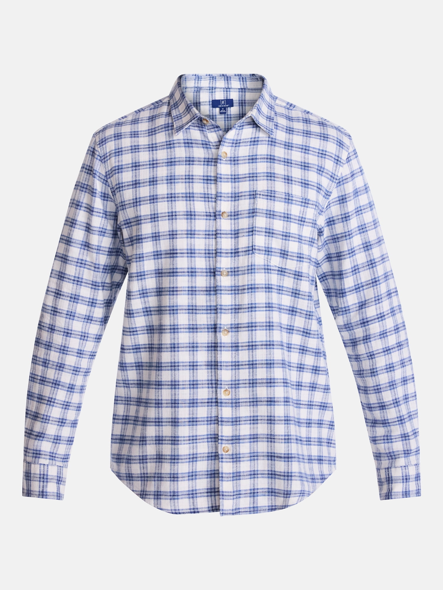 George Men's and Big Men's Slub Cotton Shirt with Long Sleeves, Sizes S-3XL