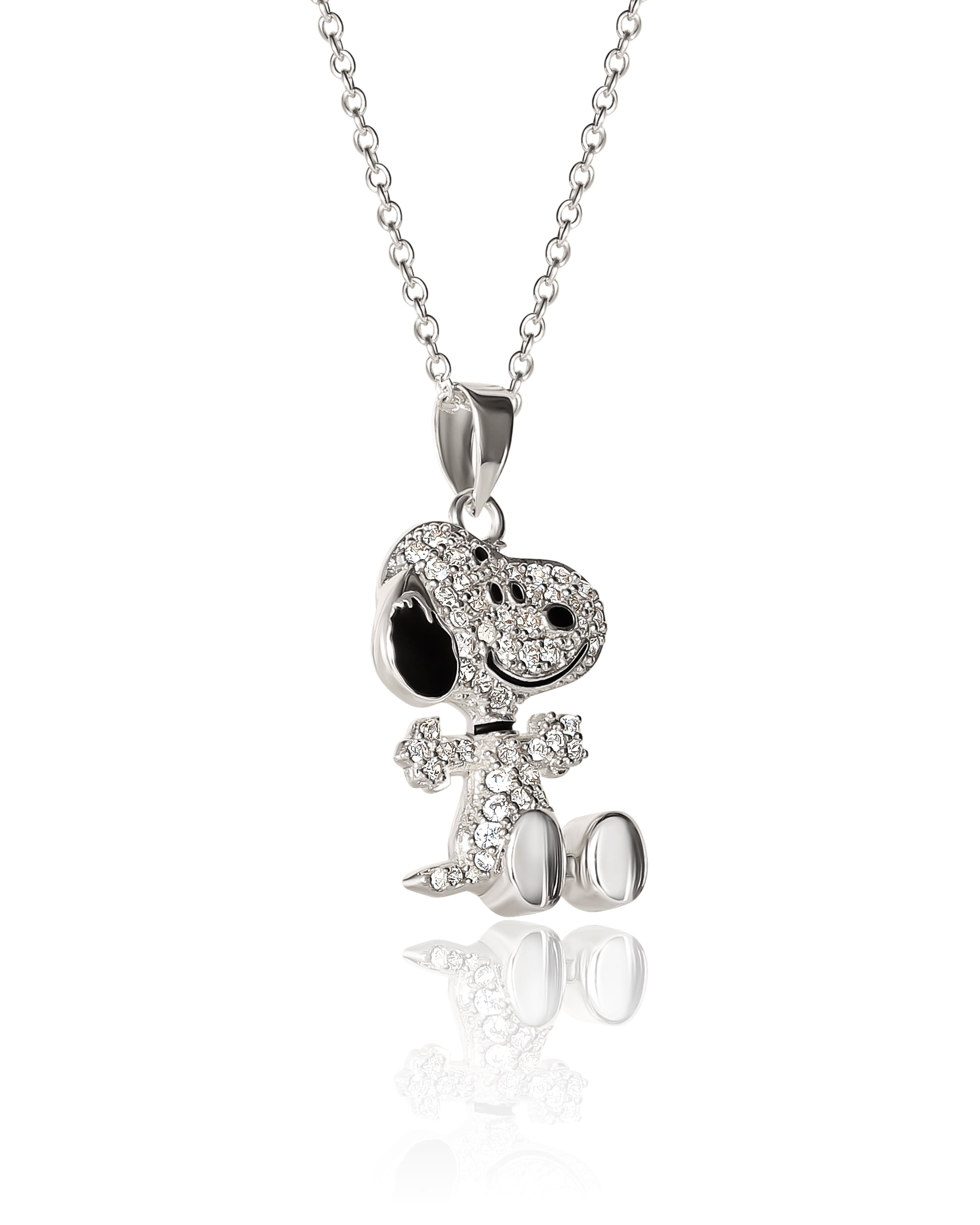 Peanuts Snoopy Silver Plated 3D Pave Pendent, 18'' Chain - Walmart.com