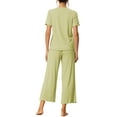 thumbnail image 3 of INSPIRE CHIC Ensembles de Pyjama pour Femmes Col Rond Manches Courtes Uni Côtelé Tenue de Nuit Décontractée Pyjamas pour Dames m Vert Clair, 3 of 6