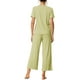 thumbnail image 3 of Conjuntos de pijama para mujeres INSPIRE CHIC, cuello redondo, manga corta, sólido, acanalado, ropa de dormir casual, pijamas para damas, S, verde claro, 3 of 6