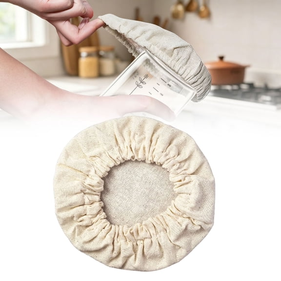 Reusable Cotton Cloth Covers for Sourdough Starter Jars, Elastic Bread Fermentation Cover, Bread Proofing Cover Fabric Lids Tops for Dough Rising Baking Supplies 3-4 inch Mouth 1Pcs