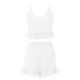 thumbnail image 4 of Top Corto + Pantalones Cortos Mujeres Cami Top + Shorts Conjuntos de 2 piezas Volantes Chaleco Top + Shorts Conjunto de playa (Blanco M) Kuymtek para Mujer Blanco T M, 4 of 9
