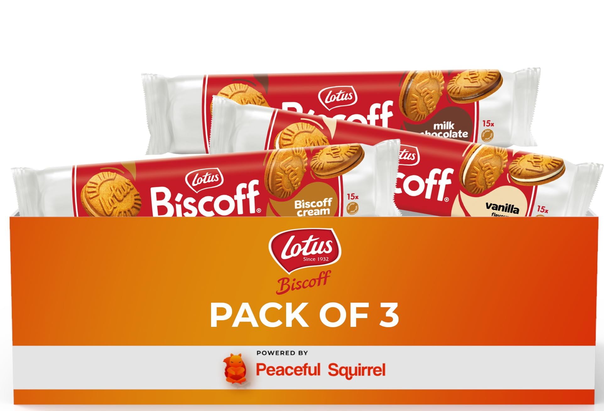 Lotus Biscoff Sandwich Cookies CM31&nbsp;Variety of 3 flavors, Vanilla, Chocolate, Cream - 5.29 Ounce