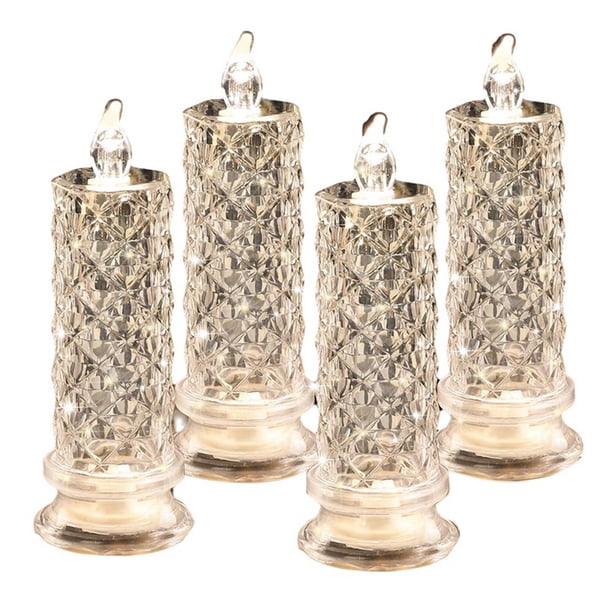 Velas LED Sin Llama con Forma , 4 Velas Románticas Que Funcionan con Pilas, Velas LED de Pilar para San Valentín