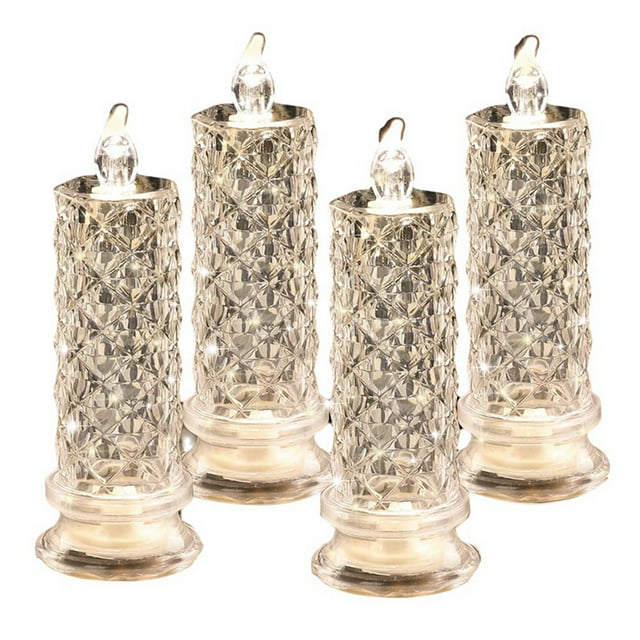 Velas LED Sin Llama con Forma , 4 Velas Románticas Que Funcionan con Pilas, Velas LED de Pilar para San Valentín