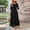 (Fashion 128)Black, variant on Women Round Neck Short Sleeve Mesh Insert Solid Color Maxi Dress with Pockets Summer Casual Loose Breathable Long Dress