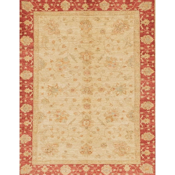 Ahgly Company Indoor Rectangle Abstract Indian Saffron Orange Abstract Area Rugs, 7' x 10'