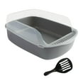 thumbnail image 1 of Caja de arena para gatos, bandeja de arena para mascotas con lado alto, gran espacio, suministros para mascotas a prueba de salpicaduras, caja de aren Gris, 1 of 8