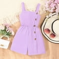 thumbnail image 6 of Kids Rompers Toddler Girls Sleeveless Suspenders Solid Buttons Romper Girls' Jumpsuits Purple 7 Years-8 Years, 6 of 7