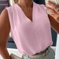 thumbnail image 2 of Women's Summer Tank Tops Dressy Casual Sleeveless Satin Blouses V Neck Tunics Cute Business Work Shirts Pink XL(XL), 2 of 7