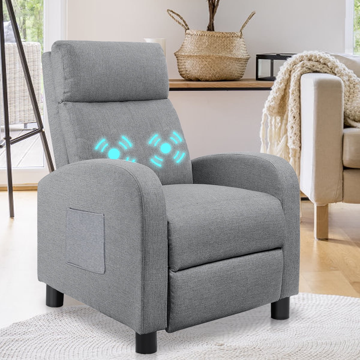 Massage Recliner Chair For Living Room Winback Single Sofa Massage Recliner Sofa Reading Chair Home Theater Seating Modern Reclining Chair Easy Lounge With Faux Leather Linen Padded Seat Backrest Walmart Com Walmart Com