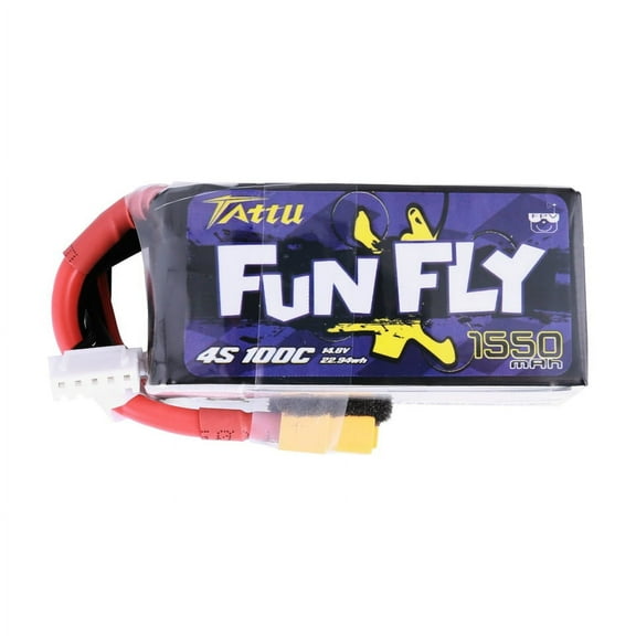 Tattu FunFly Lipo Battery 1550mAh 4S1P 100C 14.8V Pack with XT60 Plug for Practice