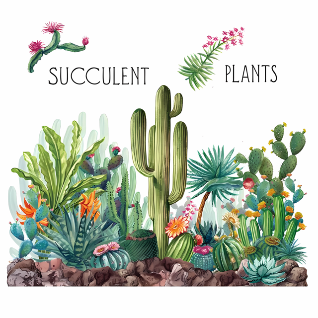 Vinil Decorativo de Interiores H&Jess Plantas Cactus Vinil Decorativo