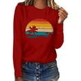 thumbnail image 5 of WREESH Womens Fashion T-Shirts Spring Printed Long Sleeves Round Neck Casual Tee Tops Pullover Red, 5 of 5