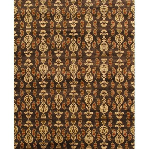 Pasargad Home Ikat 109" x 146" Hand-Knotted Lamb's Wool Area Rug in Brown