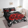 thumbnail image 4 of Feelyou Romantic Red Rose Twin Bedding Sets 7-Piece, Dreamy Sequin Print Grey Bedding Comforter Set, Couple Anniversary Theme Reversible Sheet Sets, Breathable Home Decor, 4 of 9